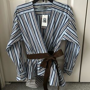 NWT Silvia Tcheressi Italina Striped wrap blouse